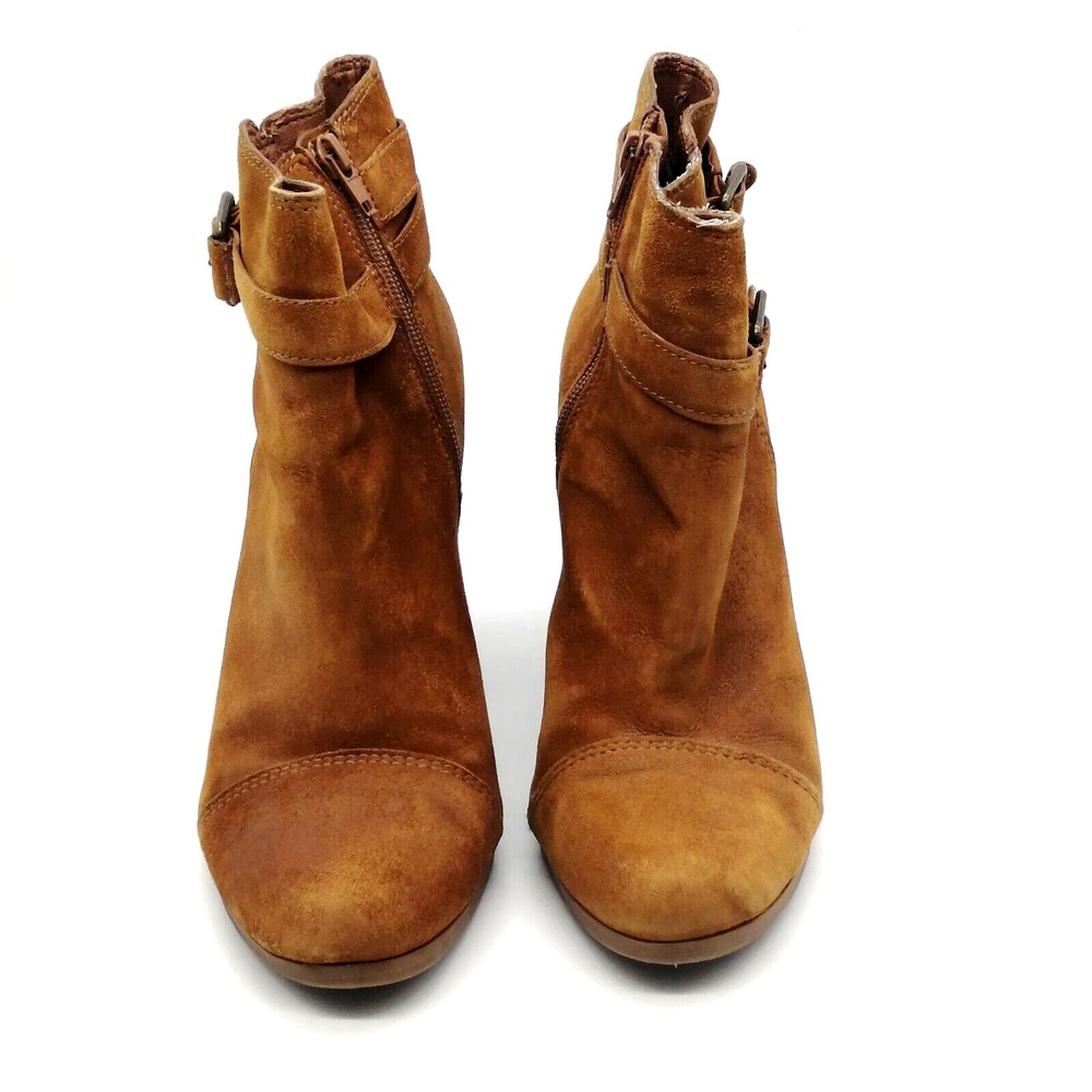 Lucky Brand Shoes Womens Brown 9.5 Suede Biker‎ Boots Ankle Zip Strap Buckles